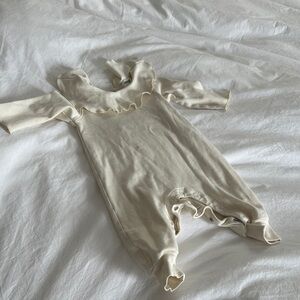 Cream Kids 100% Organic Cotton Ruffle Collar One Piece